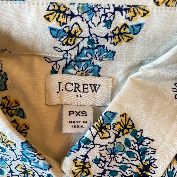 JCREW Cream Blue Yellow Floral Print Button Up Shirt NWT - Picture 4 of 7